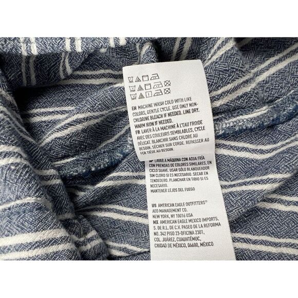 American Eagle Outfitters Top Womens Blue Striped Off‎ Shoulder Tunic Casual - Picture 12 of 12